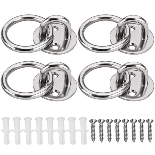 Image of SG Store 4Set Round Eye Plate Deck Wall Plate 8MM x 50MM Stainless Steel 316 Marine Mooring With Ring For Securing Yachts And Boats