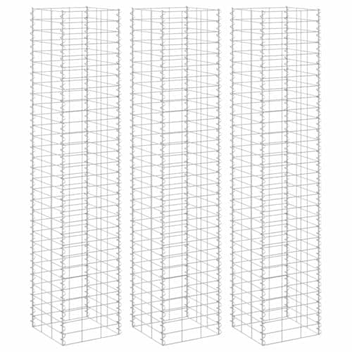 Image of vidaXL - Gabion Raised Beds, 3 pcs, Iron, Silver, Weather-Proof, Proof, 30x30x150 cm