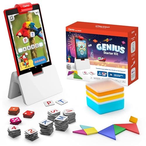 Image of Osmo - Genius Starter Kit for Fire Tablet - 5 Educational Learning Games - Ages 6-10 - Spelling, Math, Creativity & More - STEM Toy - (Osmo Fire Tablet Base Included - Amazon Exclusive)