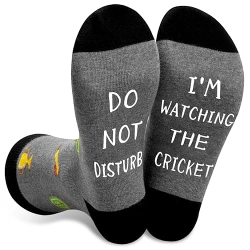Image of Bliekify Novelty Cricket for Men's Birthday Gifts Funny Socks,Man Grandpa Dad with ‘Do Not Bisturb, I'M Watching The Cricket’ Funny Socks(UK, Numeric, 7, 11, Regular, Regular, Standard, Cricket-Grey)