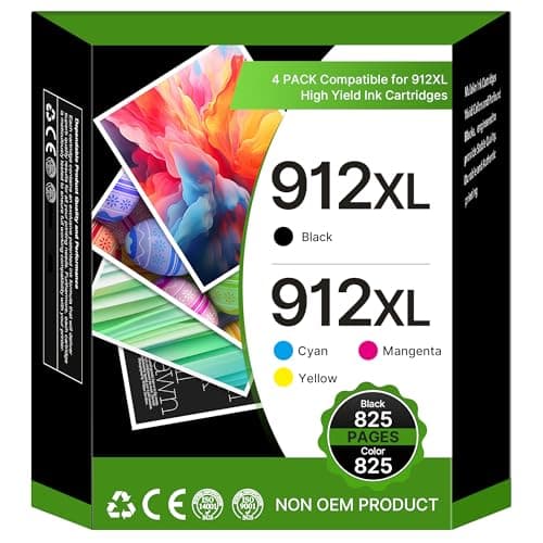 Image of 912XL 912 Ink cartridges Replacement for HP 912 912XL Ink Cartridges Multipack OfficeJet 8010 8012 8013 8014 8015 8017 8018 for OfficeJet Pro 8022 8023 8024 8025 8030 Printer,Copy & Scan,4-Pack