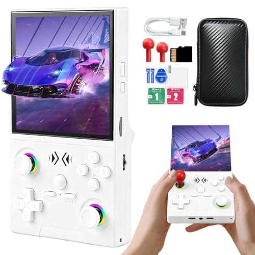 Image of XF40V Retro Handheld Game Console, Retro Gaming Console 4.0'' IPS Screen Linux System Built-in 64G TF Card, Open Source Linux System, Preloaded 20000+ Classic Games, Portable Video Gaming (White-64G)