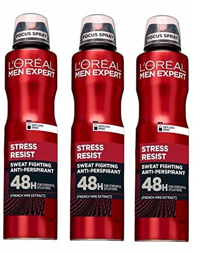 Image of L'Oreal Paris Men Expert Stress Resist Deodorant Body Spray 250ml 3 Pack