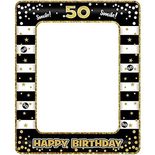 Image of YAAVAAW 50th Bday Photo Booth Props,Black Gold Inflatable Selfie Frame Picture Frame,Giant Inflatable Party Photo Booth Frame for 50th Bday Party Decor Supplies Men Women Favor Gift, 71x58cm