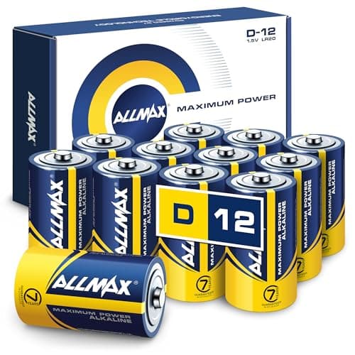 Image of Allmax D (LR20) Maximum Power Alkaline Batteries (12 Count) – Ultra Long-Lasting, Leakproof Design, 7-Year Shelf Life, Maximum Performance (1.5V)