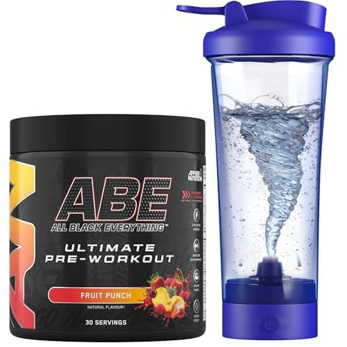 Image of Applied Nutrition Bundle ABE Pre Workout 375g + Electric Shaker | All Black Everything Pre Workout Powder, Energy Drink, Physical Performance, Creatine, Beta Alanine, Caffeine (Fruit Punch)