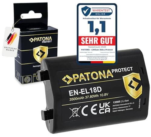 Image of PATONA Protect EN-EL18D Battery 3500mAh / 37.8Wh / 10.8V with V1 Protective Case Compatible with Nikon Z9 D4 D4s D5 D6 D810 D850 Replacement Battery for EN-EL18 EN EL18 EL18D