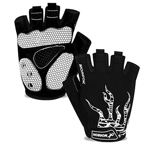 Image of MOREOK Cycling Gloves for Men/Women |5MM Gel Bike Bicycle Gloves|Gel Padding|Silicone Grip|All Day Comfort|Anti-Blister|Outdoor Sports(White-XL