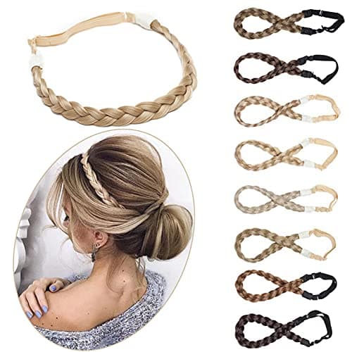 Image of Silk-co Plaited Headband Twist Hair Bands Fashion Plait Braided Hair Accessories Stretchable Synthetic [Honey Blonde mixed Bleach Blonde]