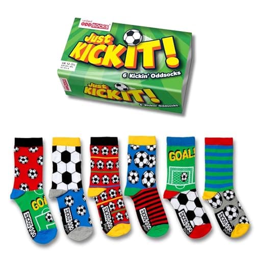 Image of United Oddsocks - Box 6 Oddsocks For Boys Kick It, Multicoloured, UK 12-6, EUR 30.5-39, US 13.5-7