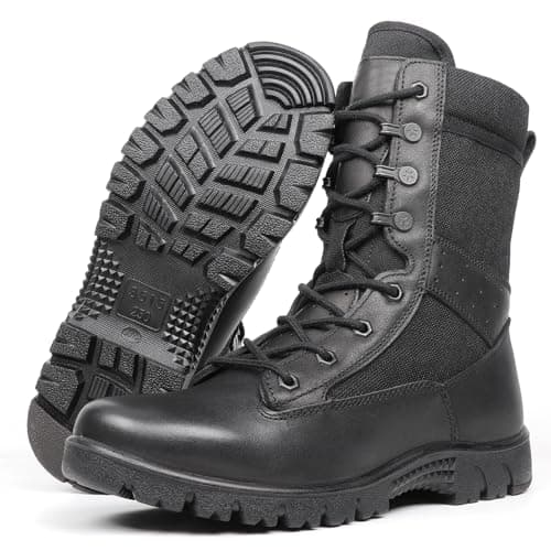 Image of LUDEY Men’s Military Tactical Boots Non-Slip Comfortable Duty Combat Hiking Security Army Police Boots for Work & Casual Black 10.5UK