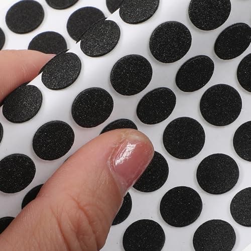 Image of 300 Pcs Mini Foam Felt Pads, Self Stick Pads Furniture Felt Pad Round 0.39 Inches Diameter Self Adhesive Cabinet Cushion Dots for Cabinet Doors Furniture Desks Floor Drawers Black