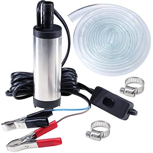 Image of Govfrey 12v Diesel Pump, Fuel Pump,Portable Oil Water Transfer Pump Connected to Car, Small Kerosene Detachable Filter and 3 Meter Hose, Vehicle Camper Truck Caravan Motorhome (12V Battery), Black