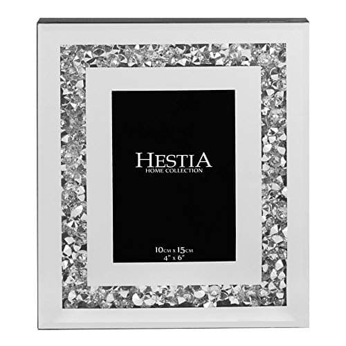 Image of Hestia Mirror Glass with Crystal Edge Photo Frame 4" X 6"