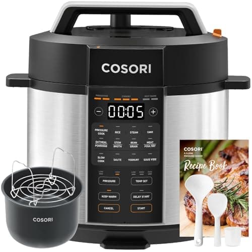 Image of COSORI Electric Pressure Multi Cooker 5.7L, Recipe Book, 9-in-1, Steamer, Rice & Slow Cooker, Sauté Pan, Yoghurt & Cake Maker, Sous vide, Stock Pot, Food Warmer, Ceramic Non-Stick Coating