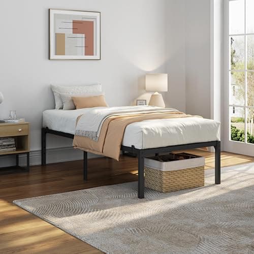 Image of Yaheetech 36cm Single Metal Bed Frame 3ft Solid Bed with Heavy Duty Steel Slat Support/Non-slip Mattress Foundation/No Box Spring Needed/Under-bed Storage/Esay Assembly/Black