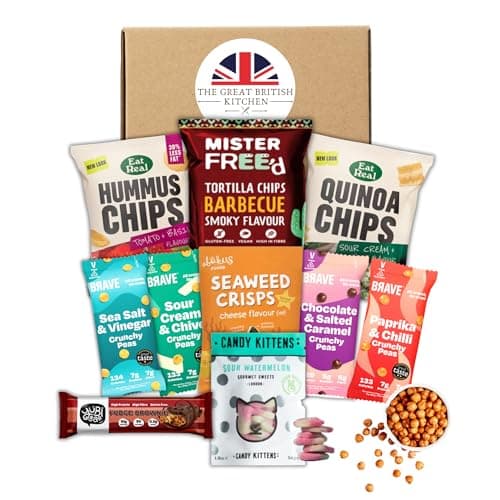 Image of Premium Vegan Hamper Snack Box of Assorted Vegan Treats, Savoury Crisps and Sweets – 10 Delicious & Healthy Snacks Gift Box for Christmas, Birthday, Veganuary by TGBK