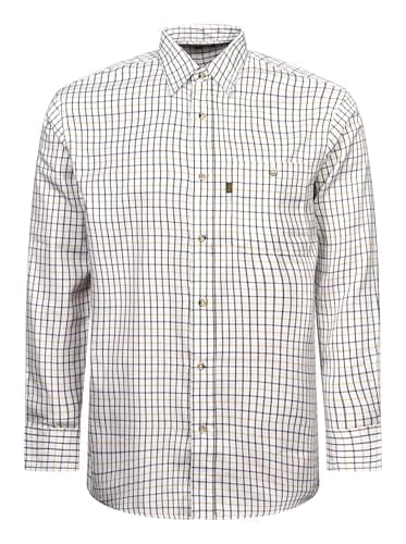 Image of Regents View Mens Tattersall Long Sleeve Checked Shirt - Comfortable, Soft & Durable Smart Casual Work Wear & Country Style Clothing. (UK, Alpha, XL, Regular, Regular, Green SH1-1)