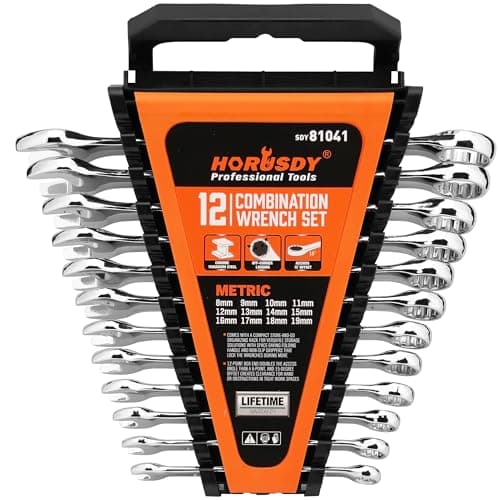 Image of HORUSDY 12-Piece Metric Spanner Set | Combination Wrench Set with Organizer | 12 Point | 8mm - 19mm | Chrome Vanadium Steel