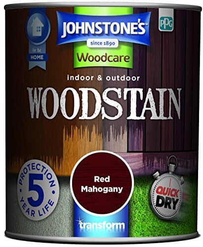 Image of Johnstone’s - Interior & Exterior Woodstain - Red Mahogany | Weathershield, UV Resistant, Quick Drying in 4 hours, Durable & Flake-Resistan, 5 Years Protection | 750ml