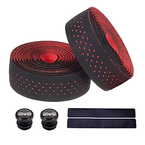 Image of PLATTBK Bike Handlebar Tape Breathable Non-Slip Road Bike Bar Tapes Shock-Absorbent Bicycle Handlebar Tape,Red