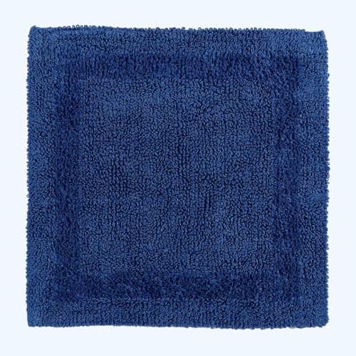 Image of HOMESCAPES Small Bath Mat, Luxury 1600gsm Extra Soft 100% Cotton, Reversible Bathroom Mats Non-Slip, Washable, Super Absorbent, Quick-Dry, Navy Blue Bathroom Rug, 50x50 cm Square