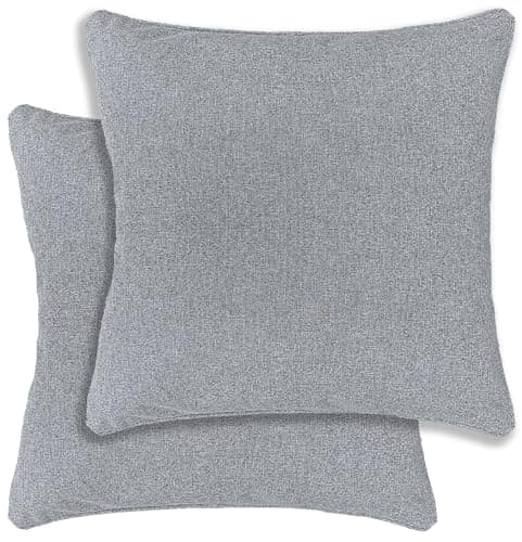 Image of Enhanced Living Pair of Austin/Dallas Grey Cushion Covers 43x43cm – Textured Linen Look with Piped Edge – Double-Sided, Zip Opening – Covers Only, No Inserts