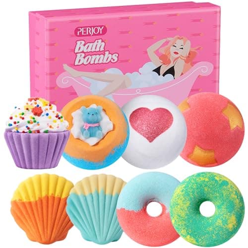 Image of Perjoy Bath Bombs, 8pcs Nature Bubble Bath Bombs for Girls & Women, Easter Gifts for Adults, Teenage Girls Gifts, Pamper Gifts Set for Women, Mothers Day, Birthday Gifts for Mum,Her