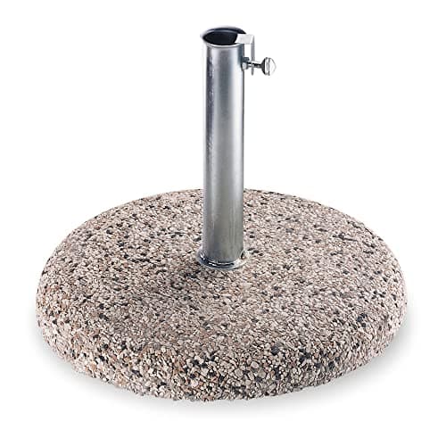 Image of URBNLIVING 25kg Concrete Patio Sun Umbrella Base with Metal Holder Durable Parasol Garden Stand Cement Round Stone