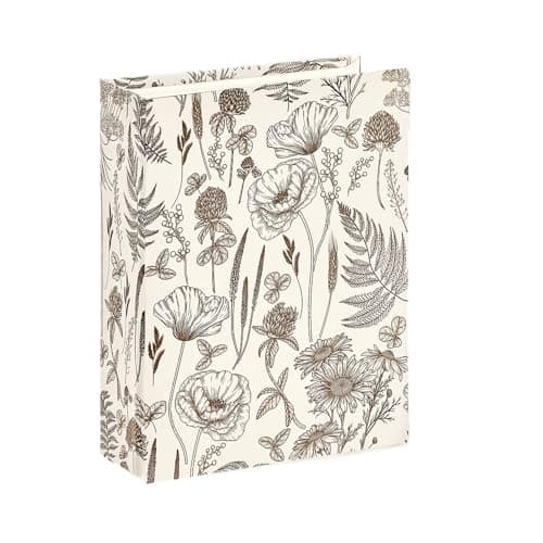 Image of Kenro Wildflower Series White Foliage Pencil Sketch Picture Photo Album for 100 Photos 6x4" / 10x15cm - WF202W