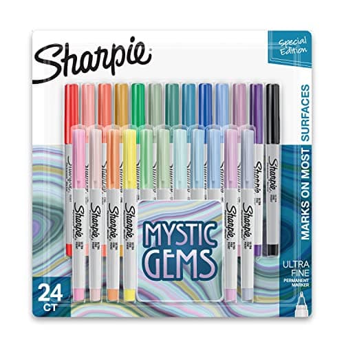 Image of Sharpie Permanent Markers, Ultra Fine Point, Featuring Mystic Gem Color Markers, Assorted, 24 Count