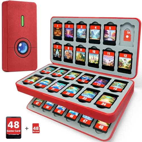Image of PALPOW Switch 2 Game Case Compatible with Nintendo Switch 2/1 Games & Micro SD Cards, Switch Game Holder Cartridge Case with 48 Game Card Storage - Red