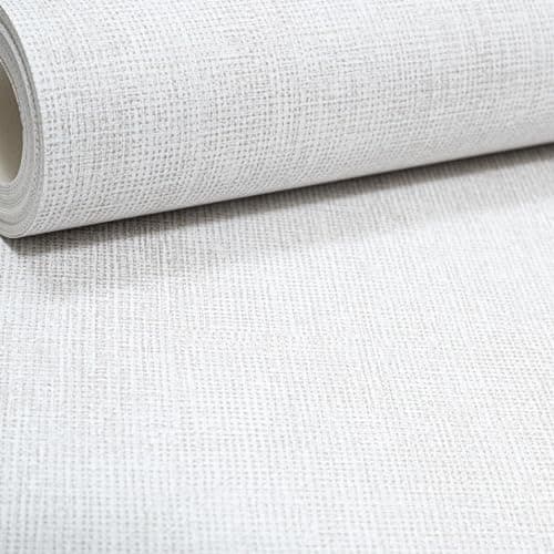 Image of SOPHIE LAURENCE Cream Textured Wallpaper Slightly Imperfect Metallic Silver Shimmer Glitter Linen Effect Non Woven Vinyl Wallpaper for Bedroom Living Room Kitchen