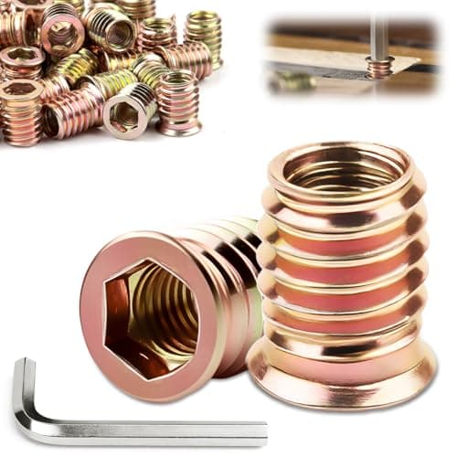 Image of TXXATX Threaded Inserts for Wood M6x15 mm Insert Nuts 25 PCS Zinc Plated Furniture Hex Socket Nuts Drive Screws for Wooden Furniture, Shelves, Workbenches, Garden Furniture