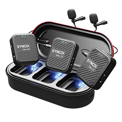 Image of SYNCO Wireless Lavalier Microphones & System G1(A2) Pro, Lapel Mic Dual Pack with Charging Case Noise Cancellation150M 8H for Online Class/Interview/Vlog/YouTube/Tiktok for Camera Smartphone Tablet