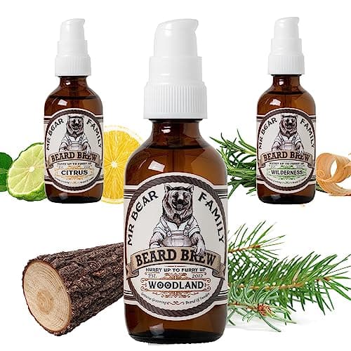 Image of Natural Beard Oil for Men – Scented Beard Moisturiser Oil Contains Hydrating Jojoba + Argan Oils – Nourishing Mens Beards Softener for Healthier Hair Growth (Woodland, 60ml)