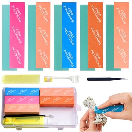 Image of Nadisean 30 Pcs Sanding Sponge for Model, 400# 600# 800# 1000# 1200# Grit Sandpaper, Flexble Sanding Sticks Wet Dry Reuse, with Storage Box, Cleaning Brush, Tweezers, for Model Polishing, Detailing