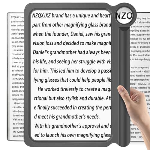 Image of NZQXJXZ 30X 5X Magnifying Glass for Reading, Large and Lightweight Magnifier, Provide Full Book Page Viewing Area, Perfect Handheld Magnifier for Reading Small Prints and Low Vision, Grey