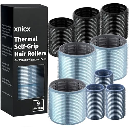 Image of xnicx 9pcs Hair Roller Set Hair Curlers,Self-Grip Ceramic Ionic Thermal Hair Rollers, Hair Rollers Curlers to Sleep In for Hair Blowout Look,Salon Quality Hair Rollers for Long Short Hair