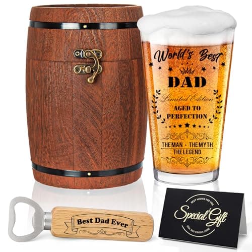 Image of Joybble Dad Gifts, Daddy Birthday Gift Set, Father's Day Gifts - World's Best Dad Beer Glass, Premium Birthday Presents for Father, Gifts for Men, Ideal Gifts from Kids, with Greeting Card