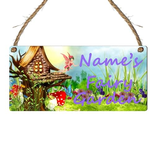 Image of Enchanting Fairy Garden Wooden Plaque - Rustic Hanging Sign for Whimsical Garden Decor - Magical Entrance Decoration for Fairy Lovers (Personalised Mdf Wood)