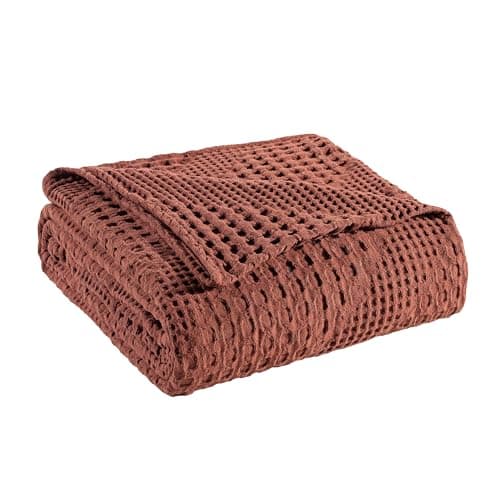 Image of Milam London Soft Throw Blanket | 100% Cotton Throws For Sofas | Bed Throw Double Size | Sofa Throw Large 2 Seater | Bedspreads Double Size | Joanna Collection | 170 x 250 cm - Terracotta
