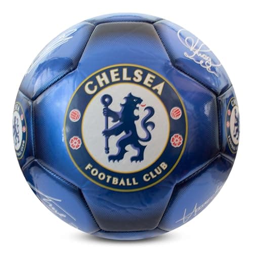 Image of Hy-Pro Officially Licensed Chelsea F.C. Classic Signature Football | Metallic, Size 5, Blues, Training, Match, Merchandise, Collectible For Kids and Adults, Blue
