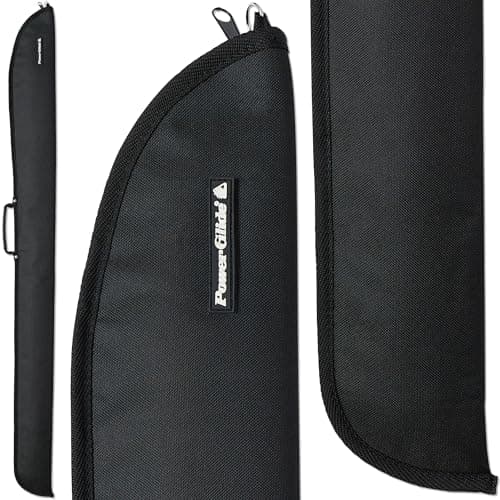 Image of POWERGLIDE Snooker Pool or Billiard Protective Soft Cue Case Sleeve | Ultra Slim | Lightweight | Black Vinyl | Zip Closure | Protects and Holds One 50/50 Joint Cue