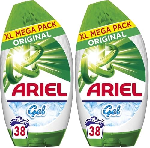 Image of Ariel Washing Liquid Laundry Detergent Gel, 38 Washes, Original, Brrrilliant Stain Removal Even In 15˚C Or 15min (Pack of 2)