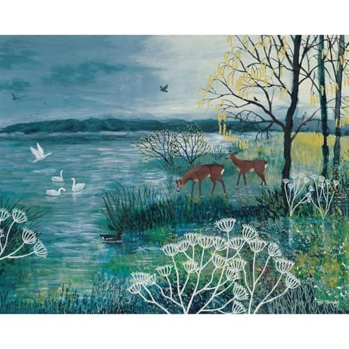 Image of Jo Grundy The Enchanted Lake Canvas Print (80cm x 60cm) (Blue/White/Brown)