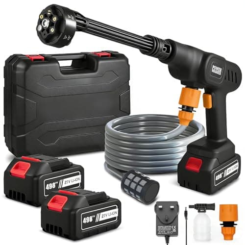 Image of 6-in-1 Cordless Pressure Washer, Portable Rechargeable Power Washer with 5M Hose for Car, Patio & Garden Cleaning, Adjustable Foam & Spray Modes, Ideal for Outdoor Cleaning & Watering