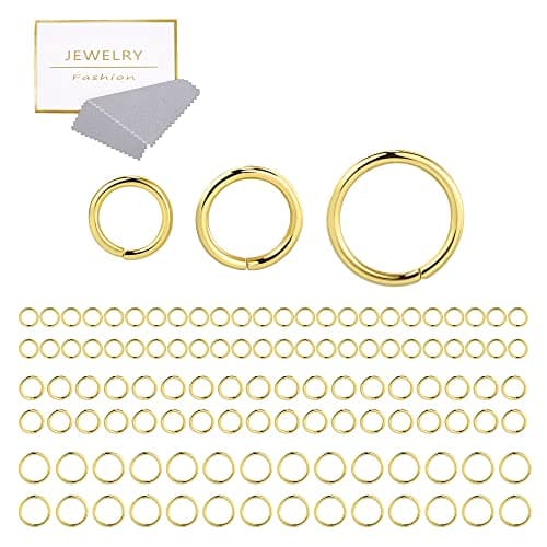 Image of Gold Rings for Jewelry Making, 60Pcs 925 Sterling Silver 14K Real Goldplated Open Jump Rings 4 5 6 mm, Hypoallergenic Split Rings Set, Gold Rings Connect Clasps for Necklace Bracelet Chians Making