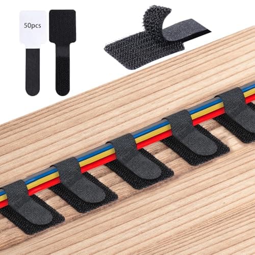 Image of 50Pcs Cable Management Desk, 3 X 9 cm Cable Tidy Self-Adhesive Cable Holder For Home Office School