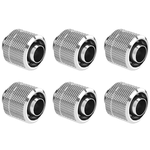 Image of dracaena.io 6 pack G1/4" thread to 3/8" ID, 5/8" OD Compression Fitting for Soft Tubing, Soft Tube Connectors for Computer Water Cooling System, Silver